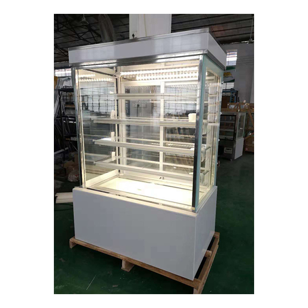 Witte/zwarte rechthoekige multi-laag plank Glas roestvrij staal cake koelkast Display Freezer