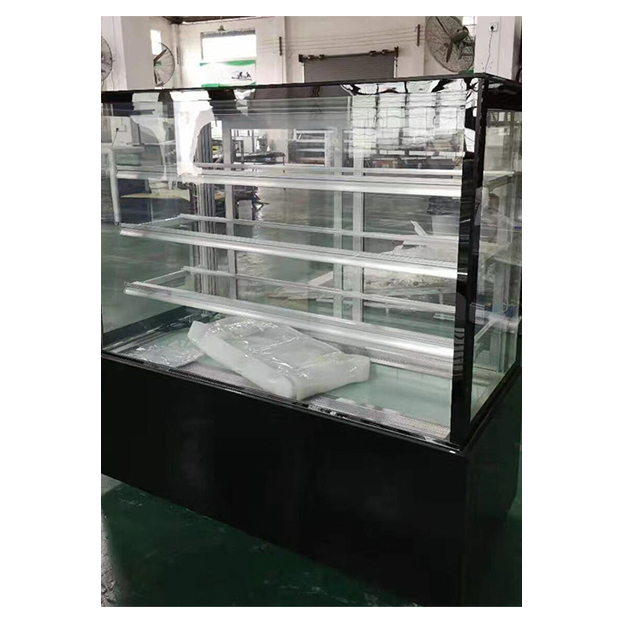 Witte/zwarte rechthoekige multi-laag plank Glas roestvrij staal cake koelkast Display Freezer
