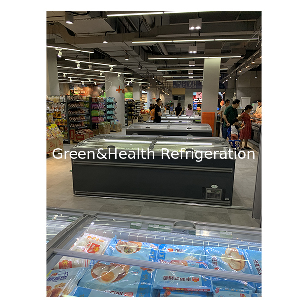 Commerciële supermarkt Grote vleesetballen Bevroren productopslag Koel eiland kast koelkast