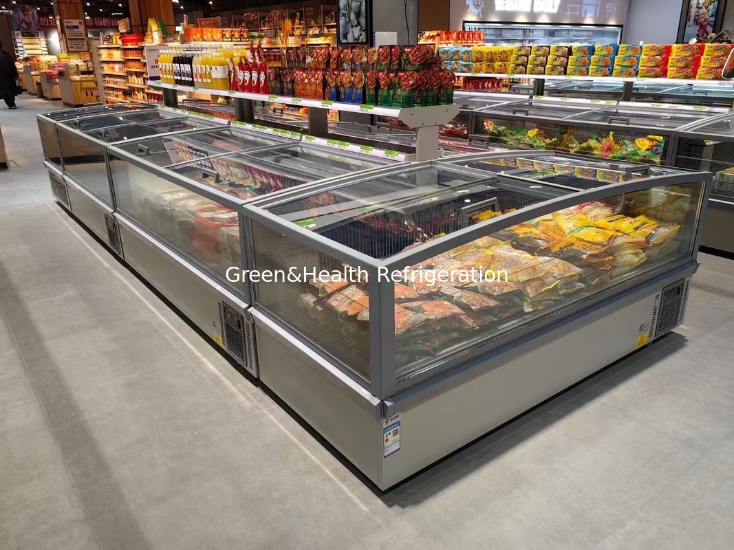 Hoog-efficiënte, rechtstreeks koelende commerciële eilandvriezer.