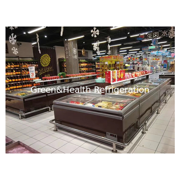 Horizontale Grote Commerciële Supermarkt/Winkel Gekoelde Display Eilandkast Vrieskist