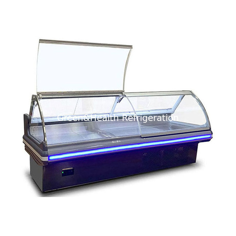 Roestvrijstalen structuur commerciële Deli Display Freezer met ophefglas en dynamisch koelsysteem
