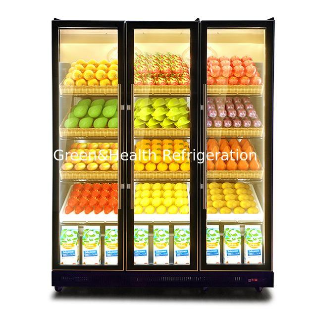 Three Glass Doors That Can Control Multiple LED Lights For Beverage Refrigeration Display Refrigerators