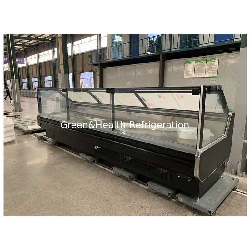 Supermarkt statisch koelontwerp met verdamper zwaartekrachtdienst Teller vlees rundvlees display vriezer