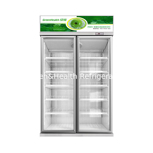 Double Glass Door Beverage Display Cooler met automatische ontdooiing en 1154L volume voor commercieel gebruik