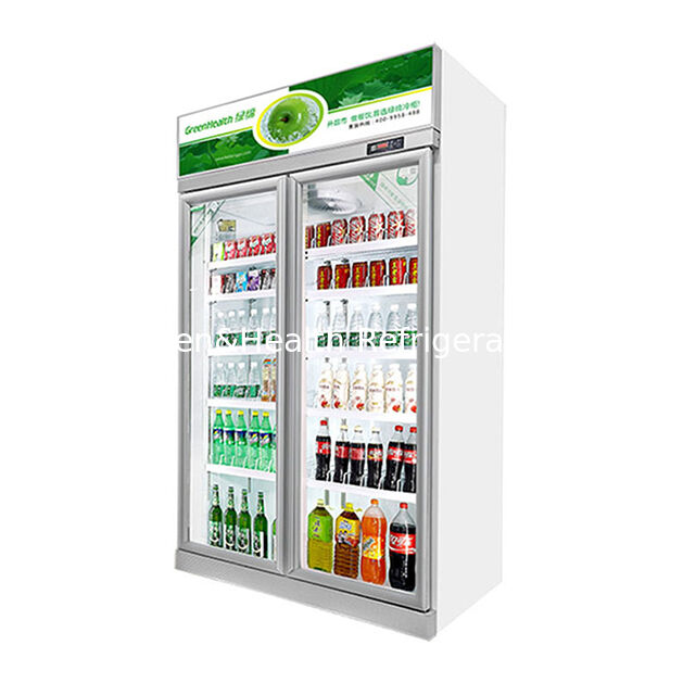 Double Door Silver Inverter Top Unit Beverage Display Freezer met automatische ontdooiing en 457L volume