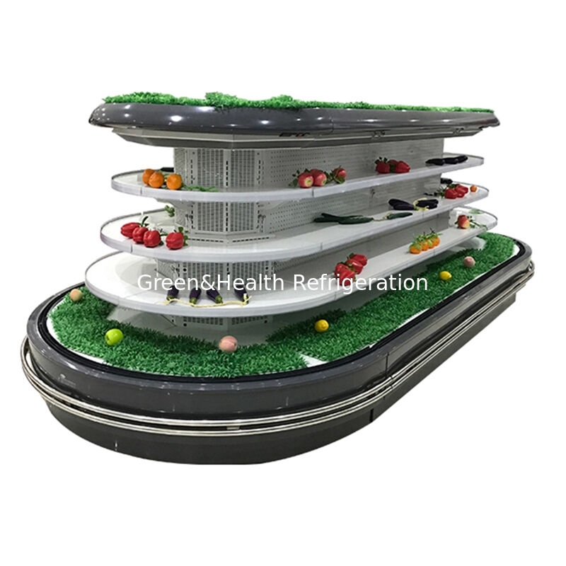 Commerciële open koelmachine met automatische ontdooiings-LED-verlichting en energiebesparing voor een supermarktdisplay