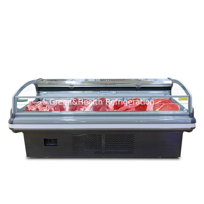 Stainless Steel Meat Display Freezer with LED Interior Light and Automatic Defrost System for Supermarkets