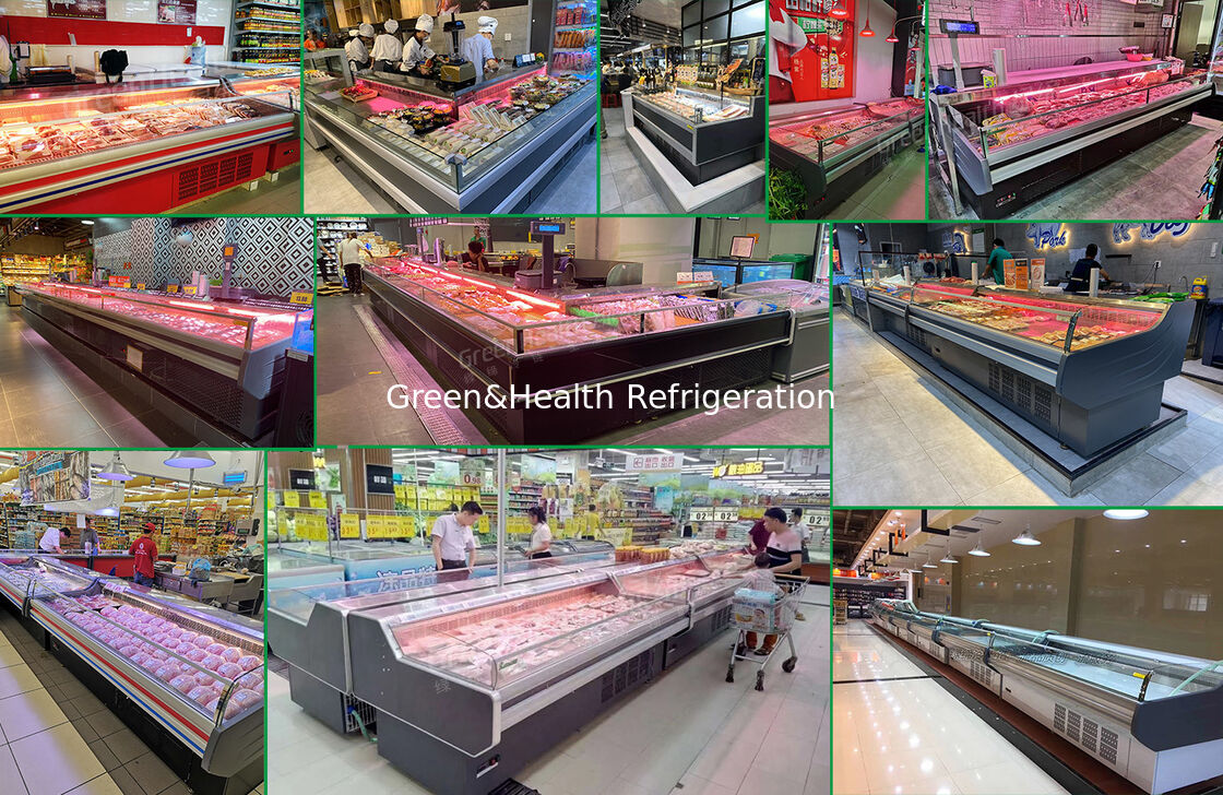 800L roestvrij staal horizontaal open display vriezer voor vleeskoeler commerciële vriezer