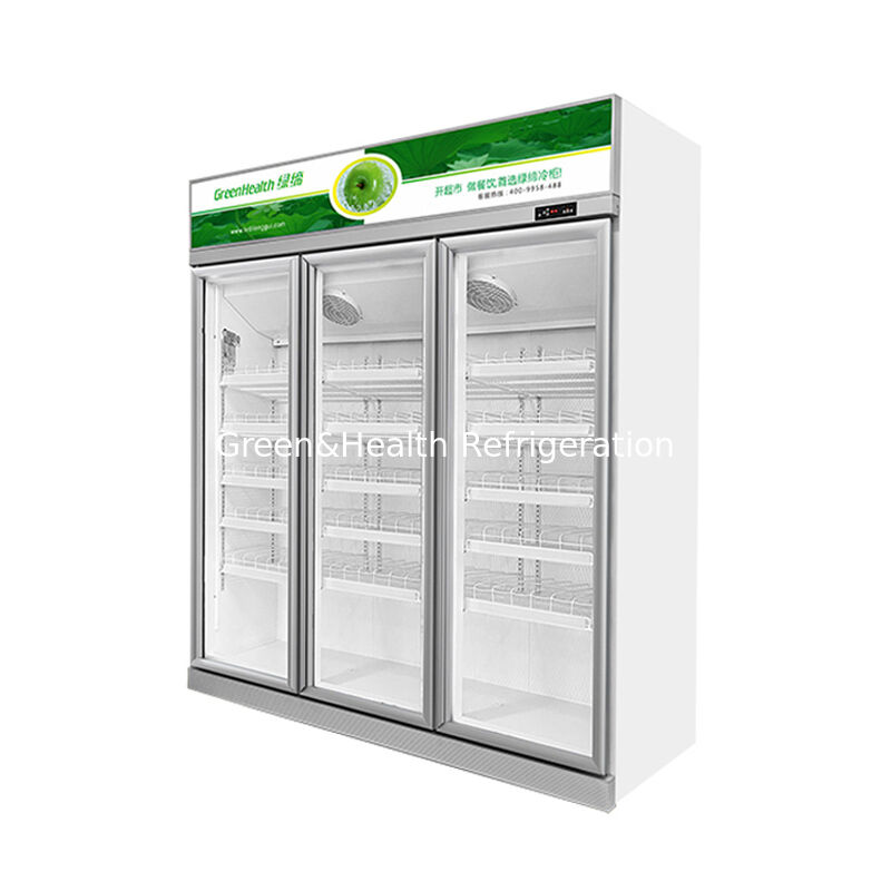 GreenHealth LG-1000W 3-deurs commerciële koelkast voor frisdranken, top-mount-eenheid, 0 ̊10°C