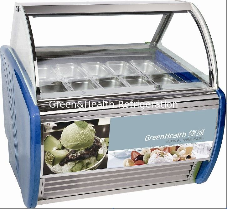 10/12/14/16/18 Pannen Gelato Freezer Blauw Hard IJsscherm Display Freezer