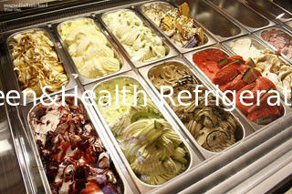 10/12/14/16/18 Pannen Gelato Freezer Blauw Hard IJsscherm Display Freezer