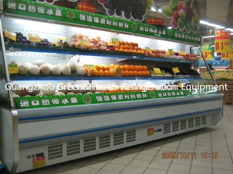 Witte/Rode Rechte Open Koelere Supermarktshowcase met Grote Capaciteit