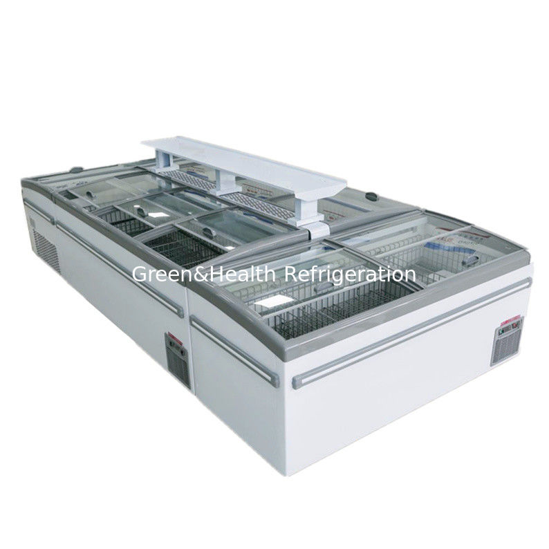 Flexibel display type glazen deur automatische ontdooier supermarkt eiland vriezer