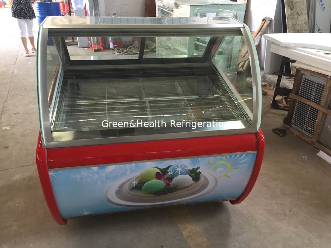 Gelato Display Freezer met anti-mist glas Danfoss Compressor en dynamische luchtkoeling
