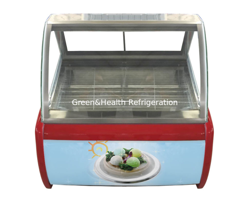 Gelato Display Freezer met anti-mist glas Danfoss Compressor en dynamische luchtkoeling