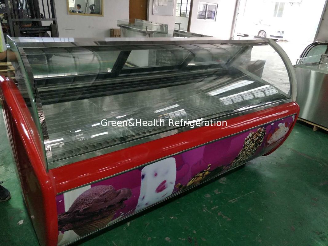 Gelato Display Freezer met anti-mist glas Danfoss Compressor en dynamische luchtkoeling