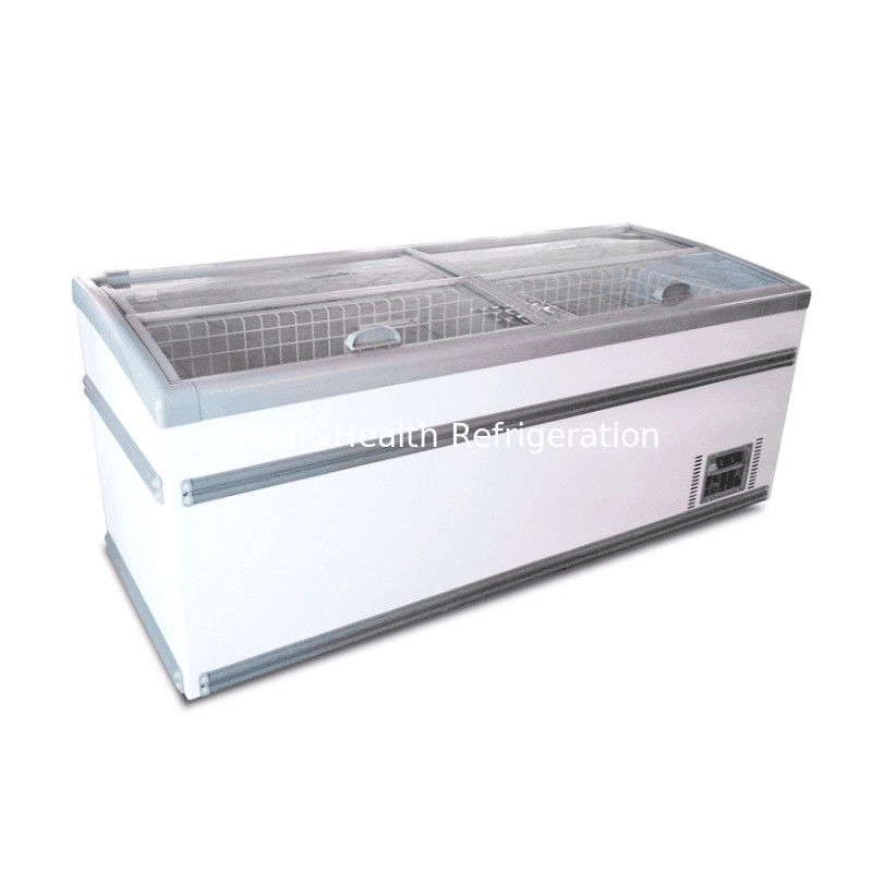 Commerciële eilandvriezer met schuifdeuren van glas en automatische ontdooiing, voorzien van Danfoss compressor