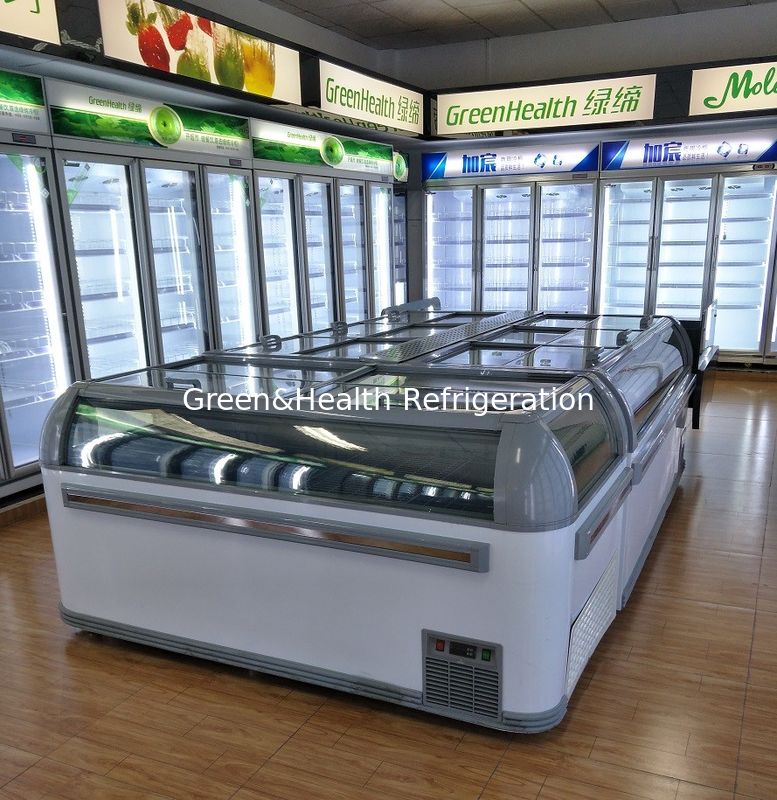 1.9m Commerciële eiland display vriezer met LED-licht en R404a koelmiddel 2100x890x890mm Chest vriezer