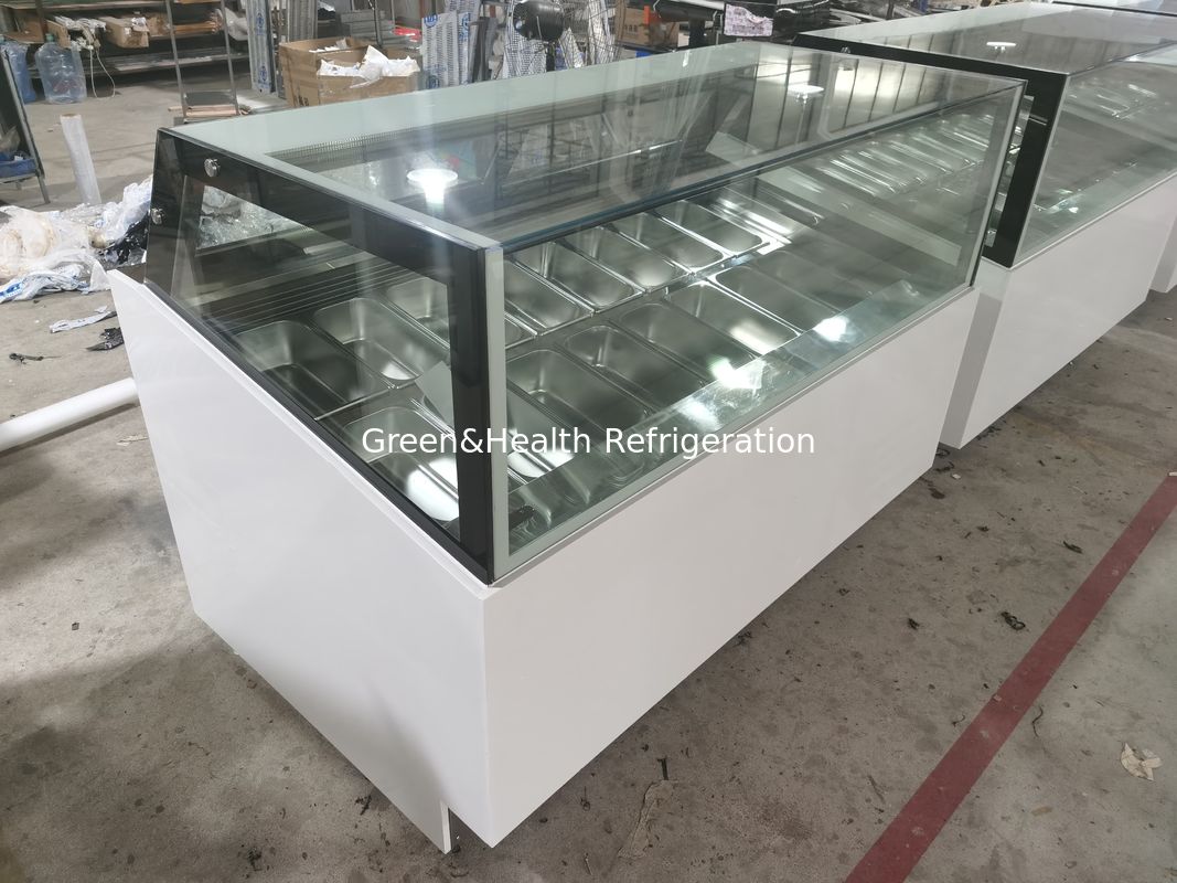 Commerciële ventilatorkoeling voor ijsdisplayvriezer met roestvrijstalen pannen en digitale controller