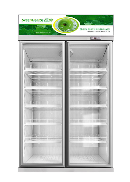 3-sectie glazen deur merchandiser koelkast commerciële staande koelkast gekoelde merchandiser met draaiende glazen deur