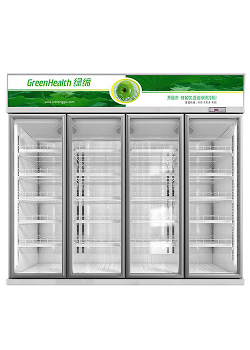 3-sectie glazen deur merchandiser koelkast commerciële staande koelkast gekoelde merchandiser met draaiende glazen deur