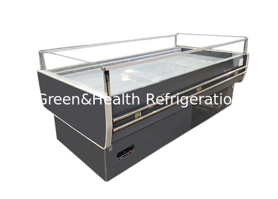 Flat Top Open Supermarkt Eiland Diepvriezer Commerciële Vlees Display Koelkast Met LED