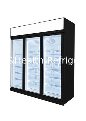 Verticale driedeurs verwarmde hypermarkt glazen display vriezer 220V 1450L
