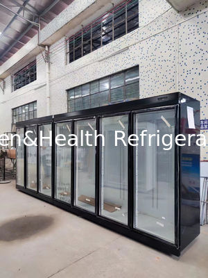 R22a Luchtkoelings Verticale Front Glass Door Cooler High Capaciteit voor Dranken