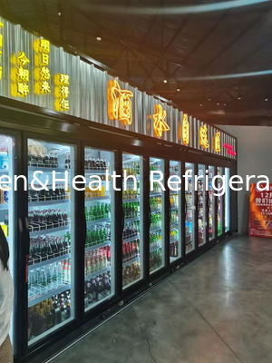 De vlakke Hoofd Commerciële Deuren Grote Supermarkt van het Drank Koelere Ijskast van de Vijf Glas