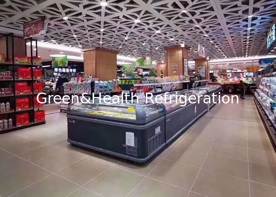 Diepvriezer van de de Vertoningsborst van het eilandroomijs ontdooit de Commerciële Vrij