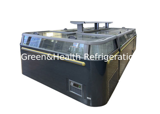 -18~-22℃ het commerciële van het de Diepvriezer Glijdende Glas van het Supermarkteiland Bevroren Eiland Deur combineert Diepvriezer