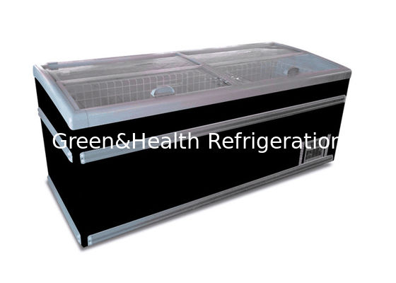 Commerciële supermarkt Display Island Chest Freezer Showcase Koeling met glazen deur