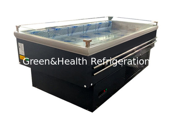 Static Cooling Supermarkt Eiland Vrieskas Commercieel Open Glas Horizontale Fruit Showcase