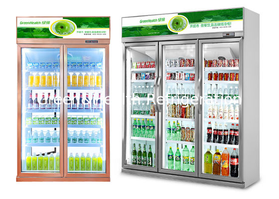 Commerciële verticale bierkoeler dubbele glazen deuren koude cola display koelkast