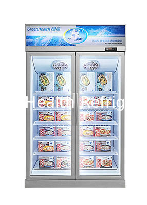 Greenhealth Commerciële zilveren glazen deur Verticale vriezer deur display kast