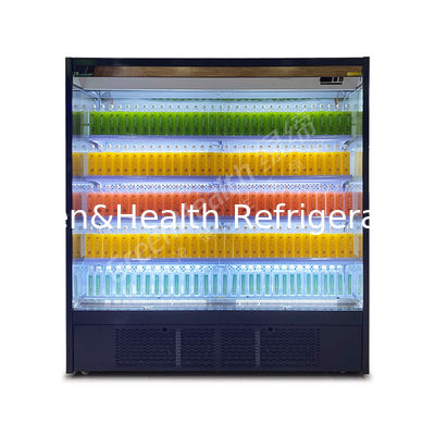 2°C-8°C LED Drinks Fruit Multideck Open Display Chiller Met Nachtgordijn