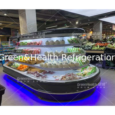 Custom Island merchandise display Ronde kast Multideck open koeler