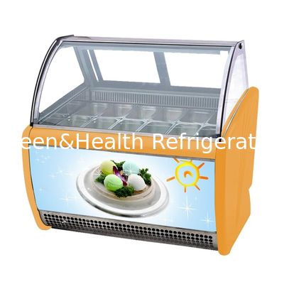 Commerciële Gelato Hard Ice Cream Display Vrieskas Met 8/10/12/14/16 Panen