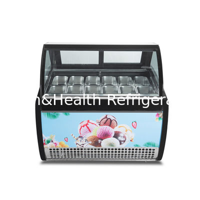 12 smaken Dubbele rij roestvrij staal pannen ijs display vriezer