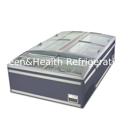 Horizontale glazen vriezer van roestvrij staal voor bevroren producten
