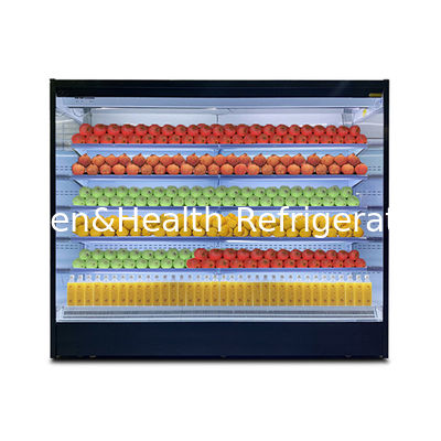 Meerdere lagen open type glas roestvrij staal luchtgordijnkas met lotuszaden en LED