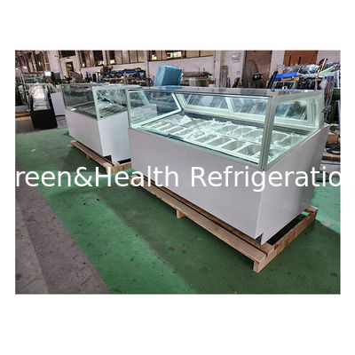 Gekrompen/rechthoekig glas roestvrij staal ijsvertoning vriezer