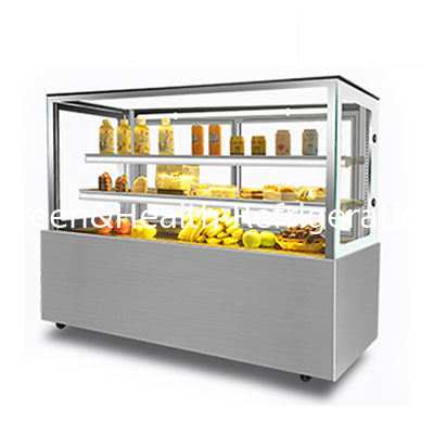 Wit roestvrij staal Glasmateriaal Meerdere planken Taartwinkel Display Freezer