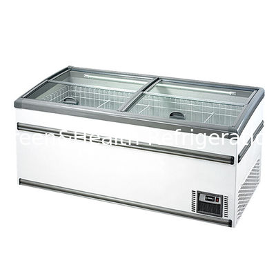 Witte / grijze supermarkt Bevroren producten / Rijst-vlees knoflook / Bevroren vis opslag Display Eiland kast vriezer