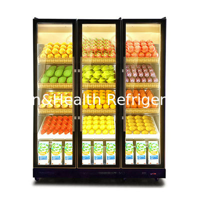 Commerciële drieglazen deuren met meerdere LED-verlichting drankkoelkast display vriezer