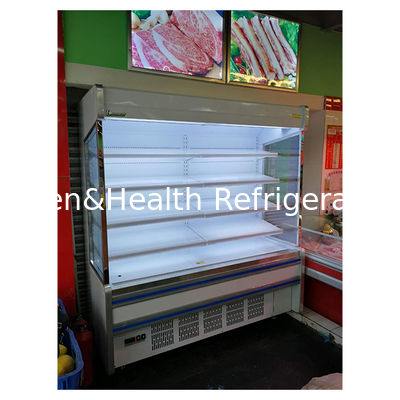 Commerciële ingebouwde compressor, open koelkast met meerdere planken