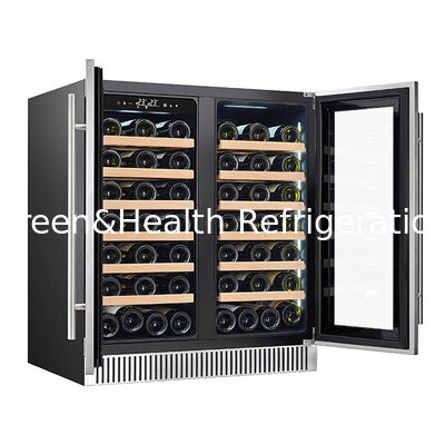 ETL-certificaat 68 Fles onafhankelijke dubbele temperatuur Twee glazen deuren Rode wijn Koelgebouw Bewaarplaats Vrieskas