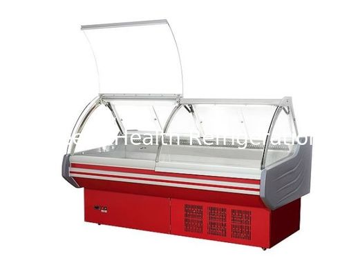 De lift boog omhoog de Ijskast van de de Delicatessenwinkelvertoning van de Glasdeur/de Harder van de Vleesvertoning