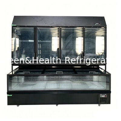 Dual Function Island Freezer met buitenkant van roestvrij staal/glas en 850L capaciteit voor supermarktdisplay
